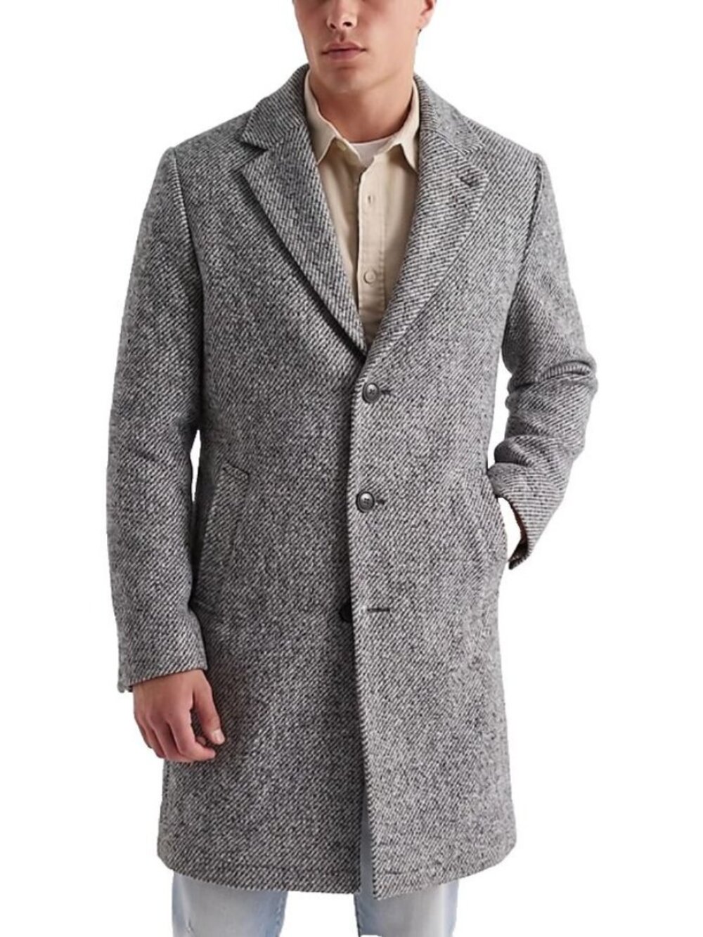 Express Wool Blend Topcoat Overcoat Gray Textured Size S